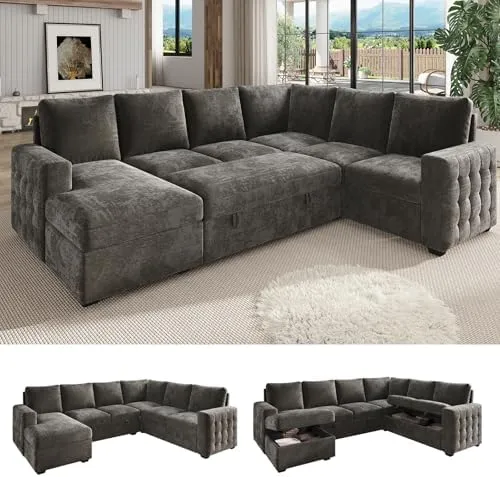 Mangodan Pull-Out Sleeper 7-Seat U (104") — Dark Grey